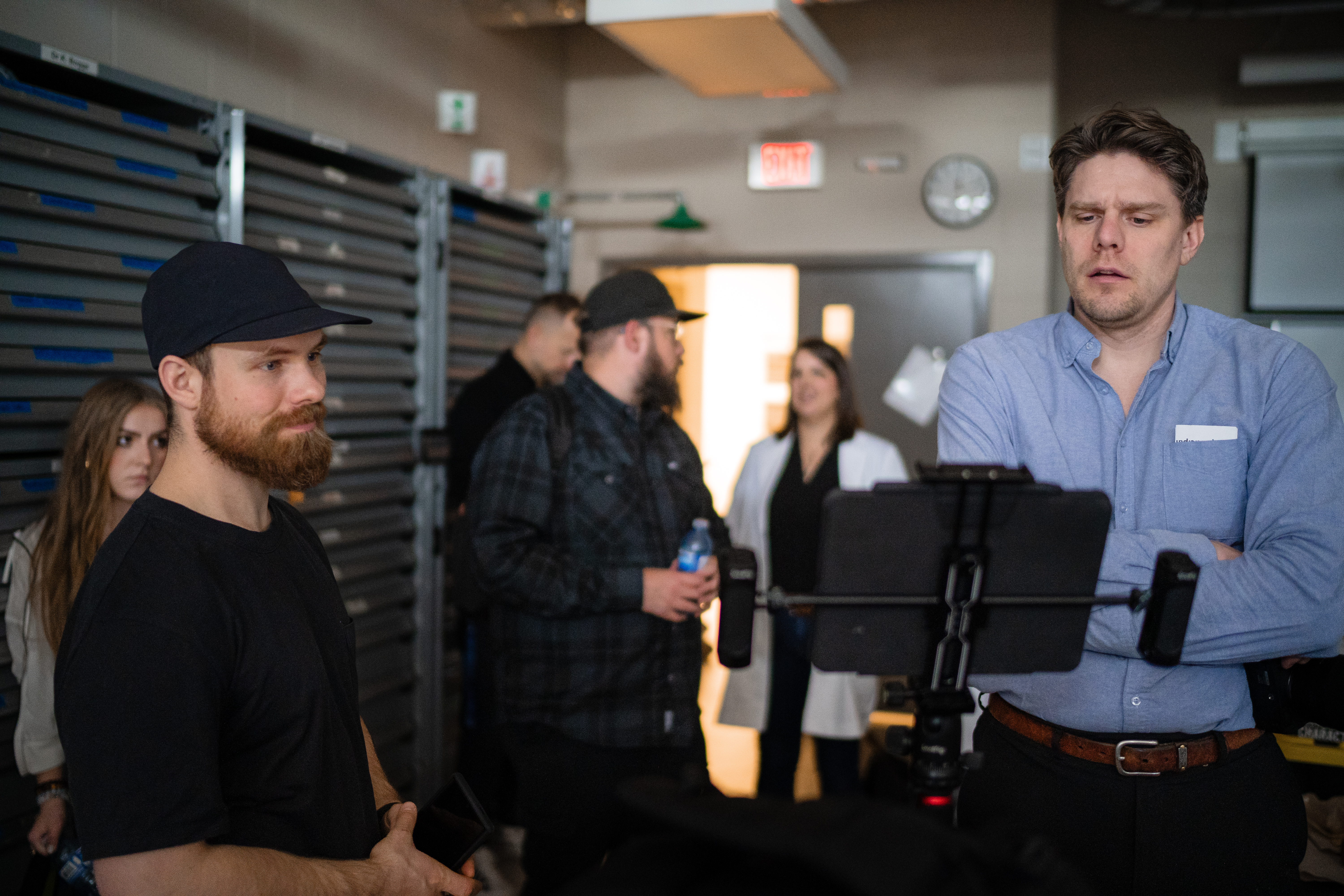 the labeled team working on their content with a client